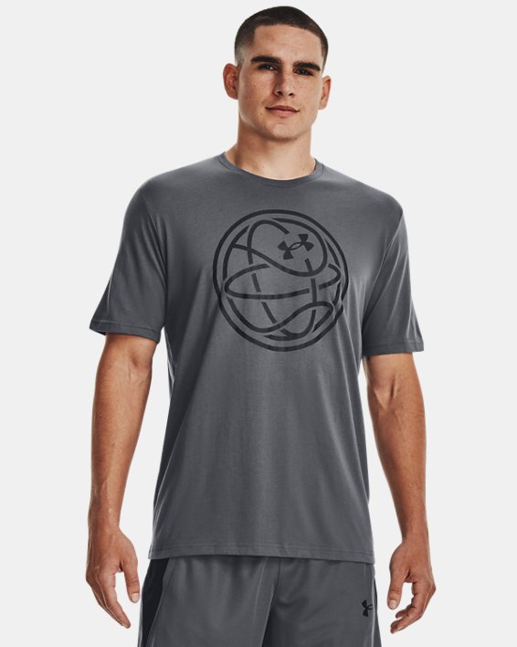 เสื้อยืด UA Hoops Logo สำหรับผู้ชาย in Gray image number 0
